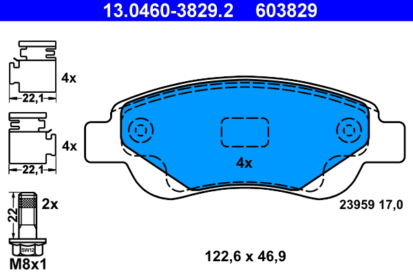 Kit pastiglie freno, Freno a disco - 13.0460-3829.2 ATE