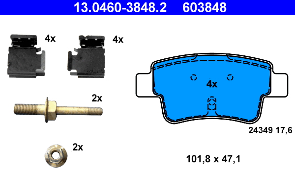 Brake Pad Set, disc brake - 13.0460-3848.2 ATE