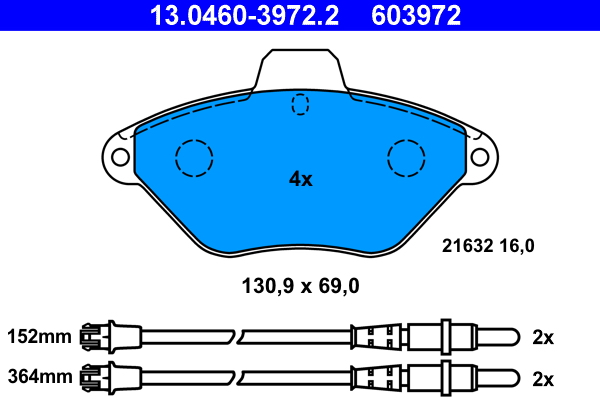 Kit pastiglie freno, Freno a disco - 13.0460-3972.2 ATE