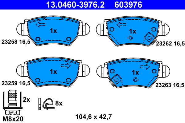 Brake Pad Set, disc brake - 13.0460-3976.2 ATE