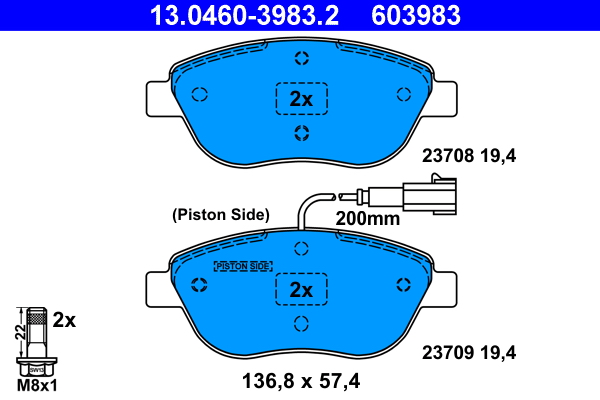 Brake Pad Set, disc brake - 13.0460-3983.2 ATE