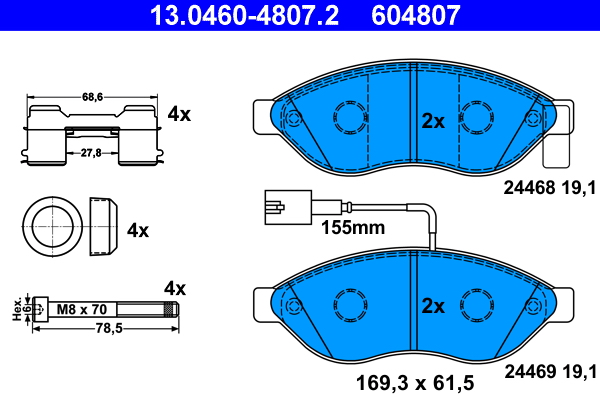Brake Pad Set, disc brake - 13.0460-4807.2 ATE