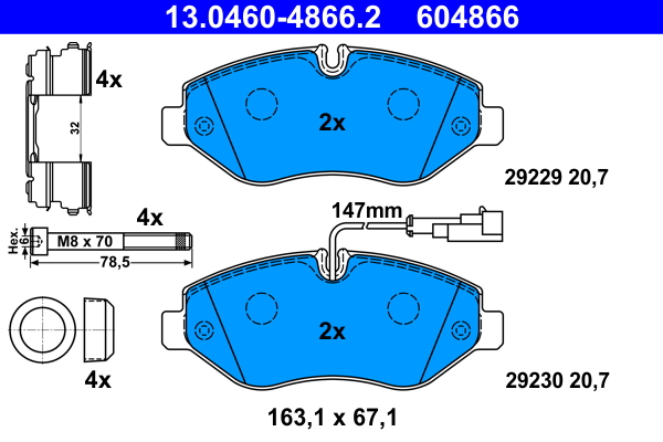Kit pastiglie freno, Freno a disco - 13.0460-4866.2 ATE