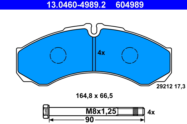 Brake Pad Set, disc brake - 13.0460-4989.2 ATE