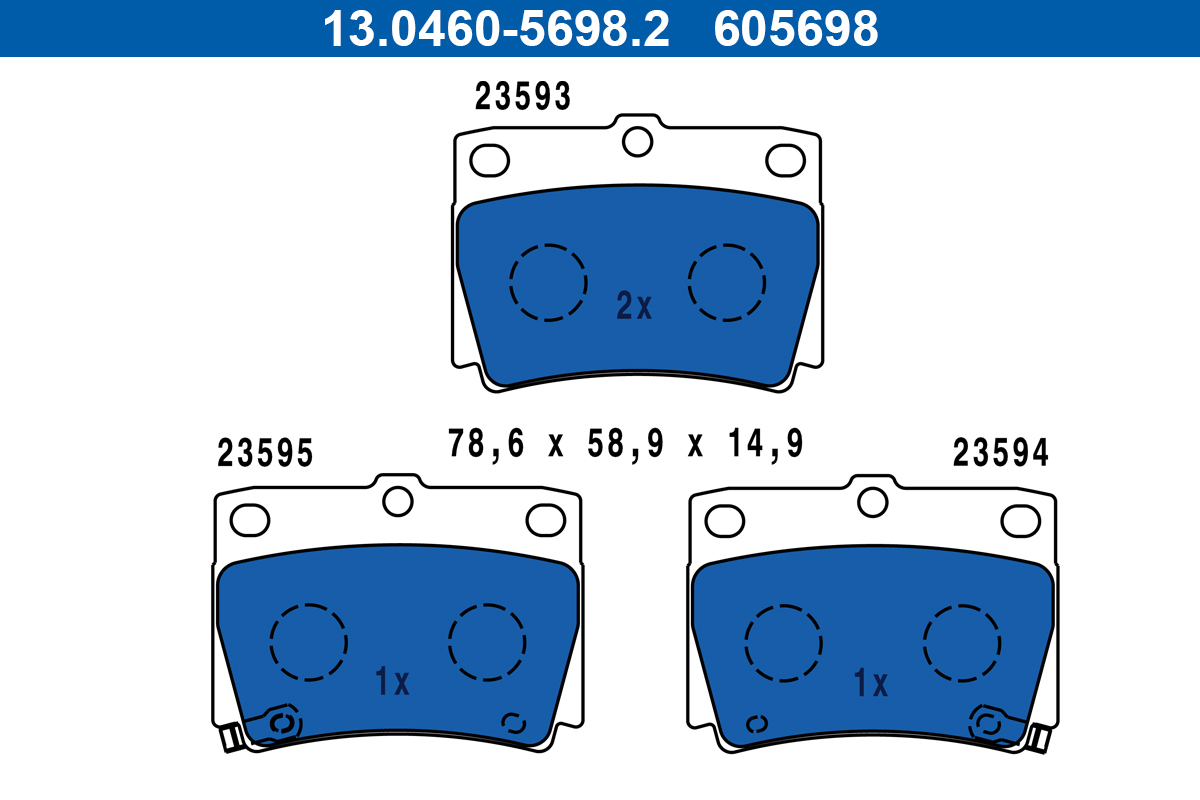 Brake Pad Set, disc brake - 13.0460-5698.2 ATE