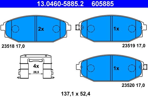 Kit pastiglie freno, Freno a disco - 13.0460-5885.2 ATE
