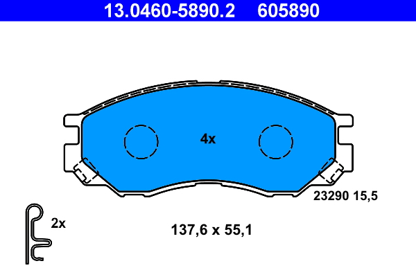 Комплект тормозных колодок, дисковый тормоз - 13.0460-5890.2 ATE