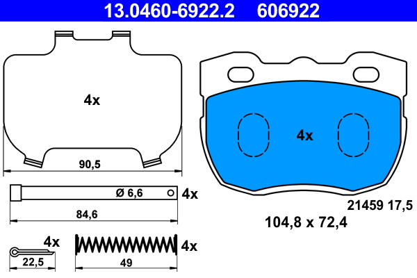 Brake Pad Set, disc brake - 13.0460-6922.2 ATE
