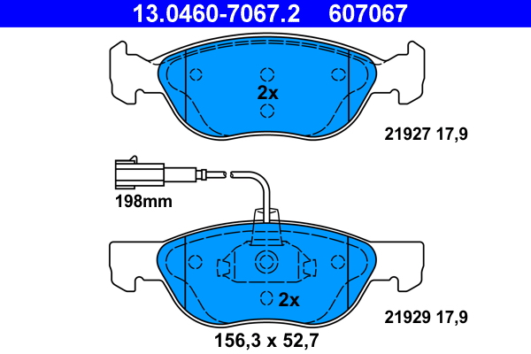 Brake Pad Set, disc brake - 13.0460-7067.2 ATE