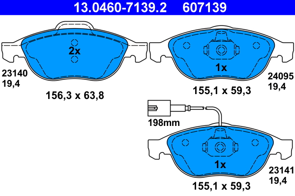 Brake Pad Set, disc brake - 13.0460-7139.2 ATE