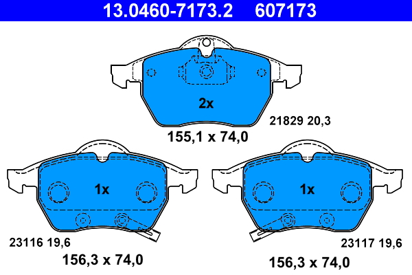 Brake Pad Set, disc brake - 13.0460-7173.2 ATE