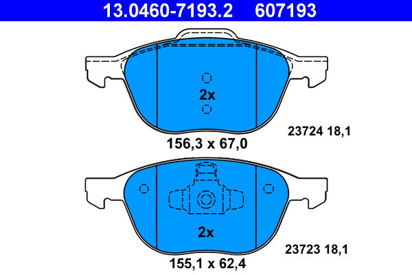 Brake Pad Set, disc brake - 13.0460-7193.2 ATE