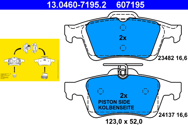 Brake Pad Set, disc brake - 13.0460-7195.2 ATE