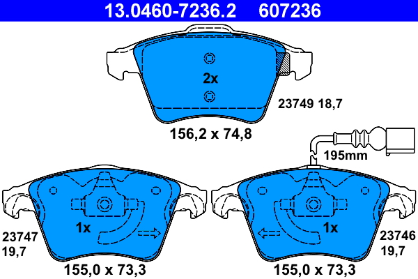 Kit pastiglie freno, Freno a disco - 13.0460-7236.2 ATE