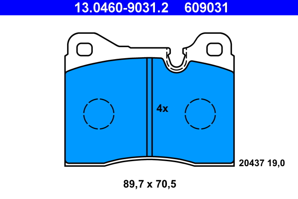 Brake Pad Set, disc brake - 13.0460-9031.2 ATE