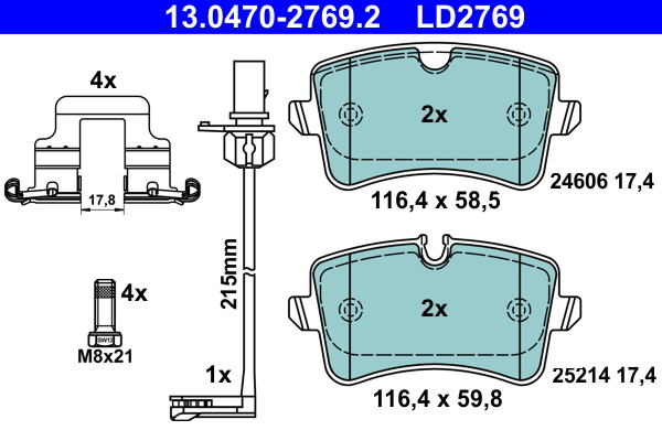 Kit pastiglie freno, Freno a disco - 13.0470-2769.2 ATE