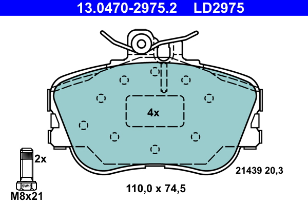 Brake Pad Set, disc brake - 13.0470-2975.2 ATE