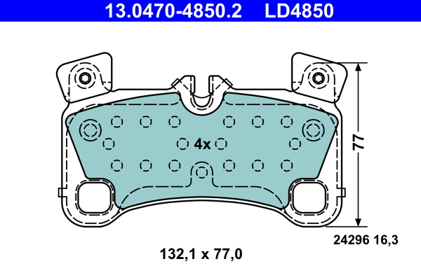 Brake Pad Set, disc brake - 13.0470-4850.2 ATE