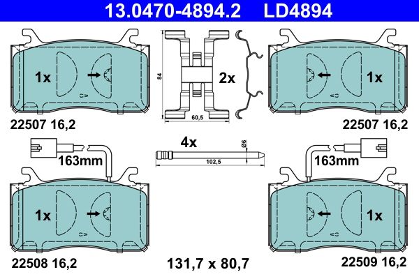 Brake Pad Set, disc brake - 13.0470-4894.2 ATE