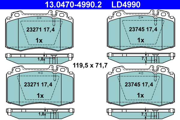 Kit pastiglie freno, Freno a disco - 13.0470-4990.2 ATE