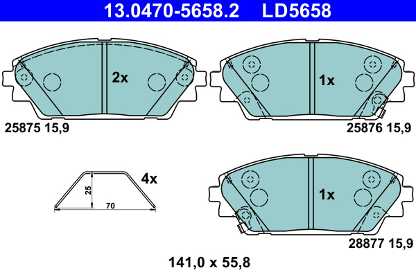 Kit pastiglie freno, Freno a disco - 13.0470-5658.2 ATE