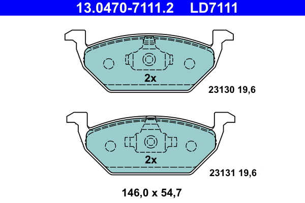 Brake Pad Set, disc brake - 13.0470-7111.2 ATE