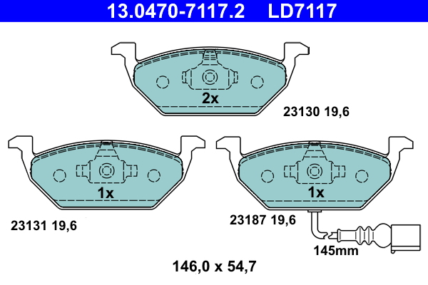 Kit pastiglie freno, Freno a disco - 13.0470-7117.2 ATE