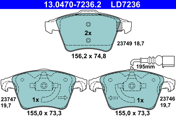 Kit pastiglie freno, Freno a disco - 13.0470-7236.2 ATE