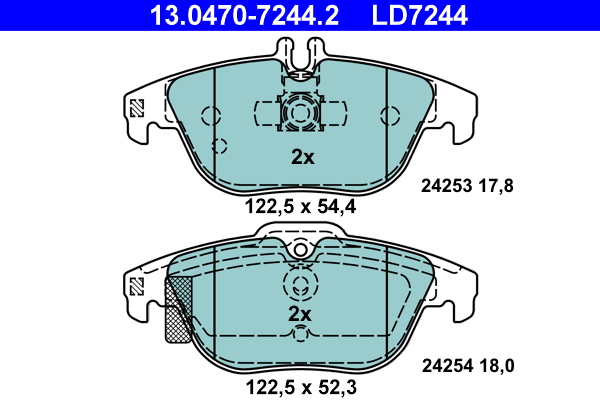 Brake Pad Set, disc brake - 13.0470-7244.2 ATE