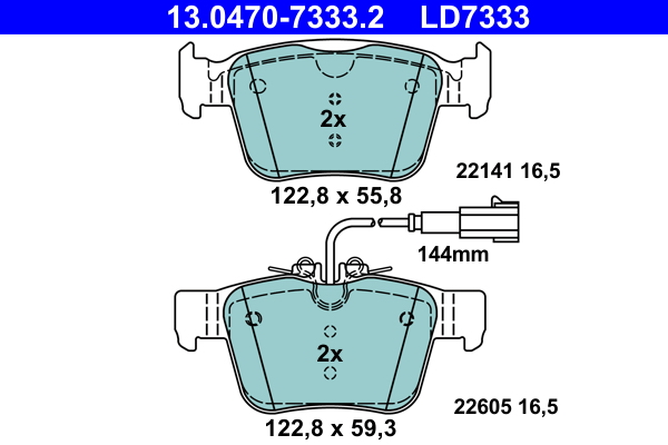 Brake Pad Set, disc brake - 13.0470-7333.2 ATE