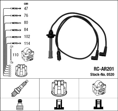 Ignition Cable Kit - 0520 NGK