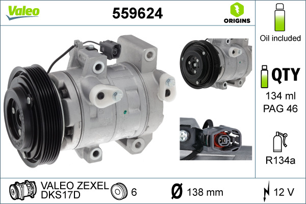 Compressor, air conditioning - 559624 VALEO