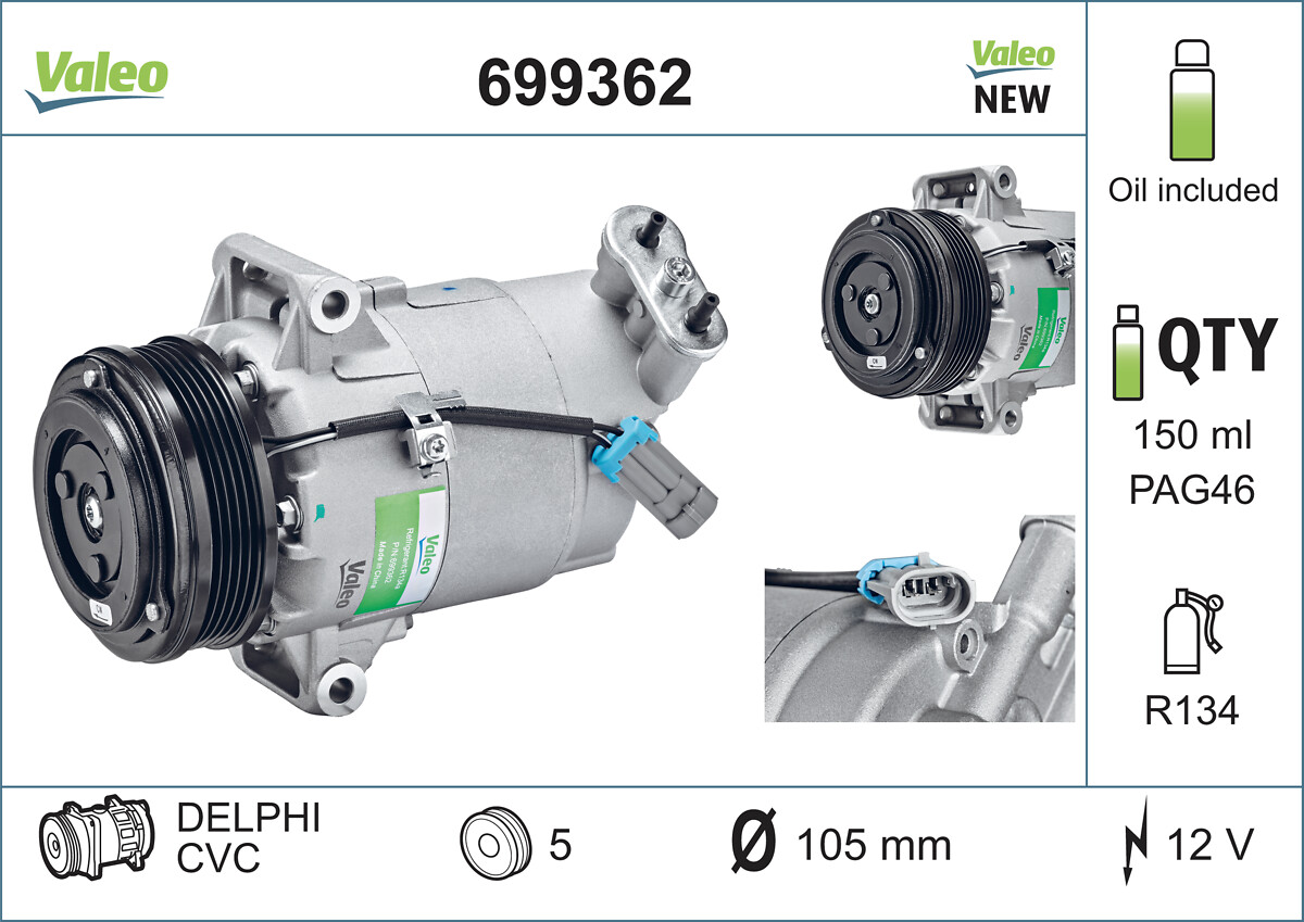 Compressor, air conditioning - 699362 VALEO