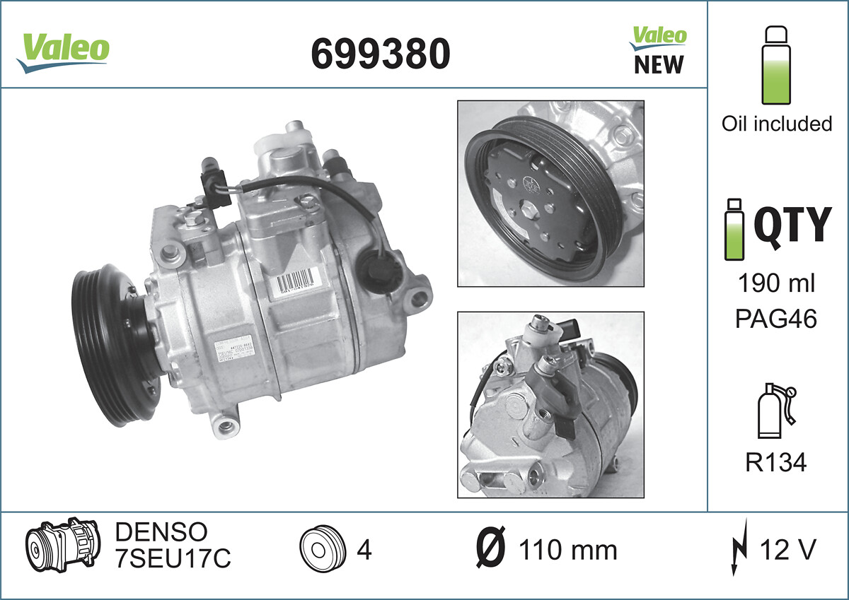 Compressor, air conditioning - 699380 VALEO
