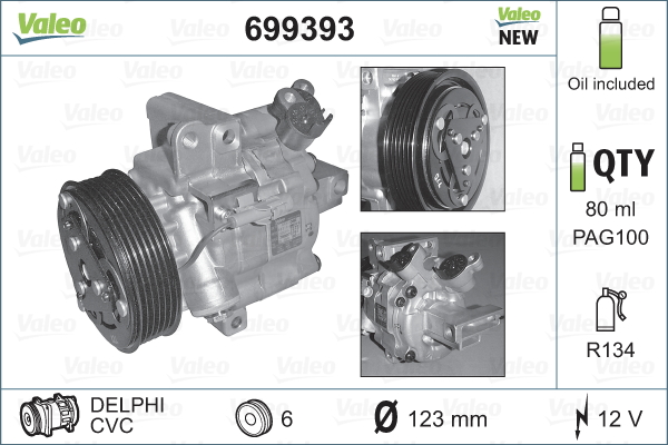 Compressor, air conditioning - 699393 VALEO
