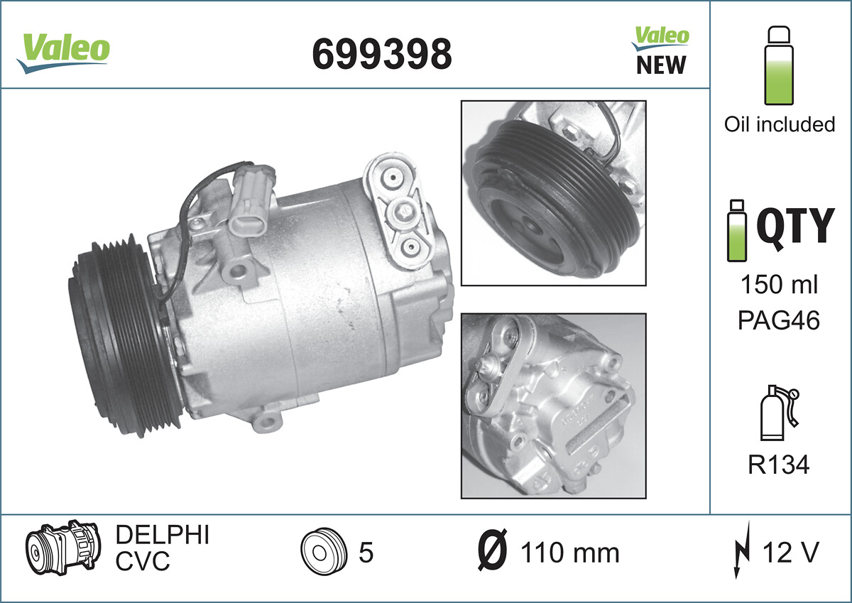 Compressor, air conditioning - 699398 VALEO
