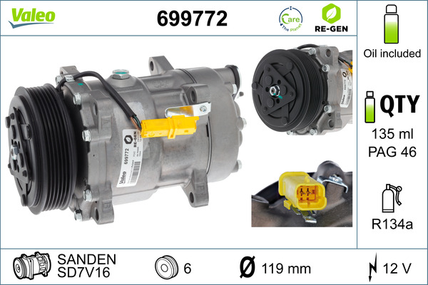 Compressore, Climatizzatore - 699772 VALEO