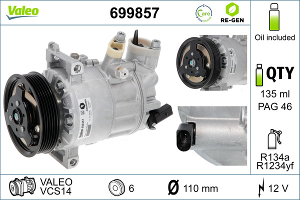 Compressore, Climatizzatore - 699857 VALEO