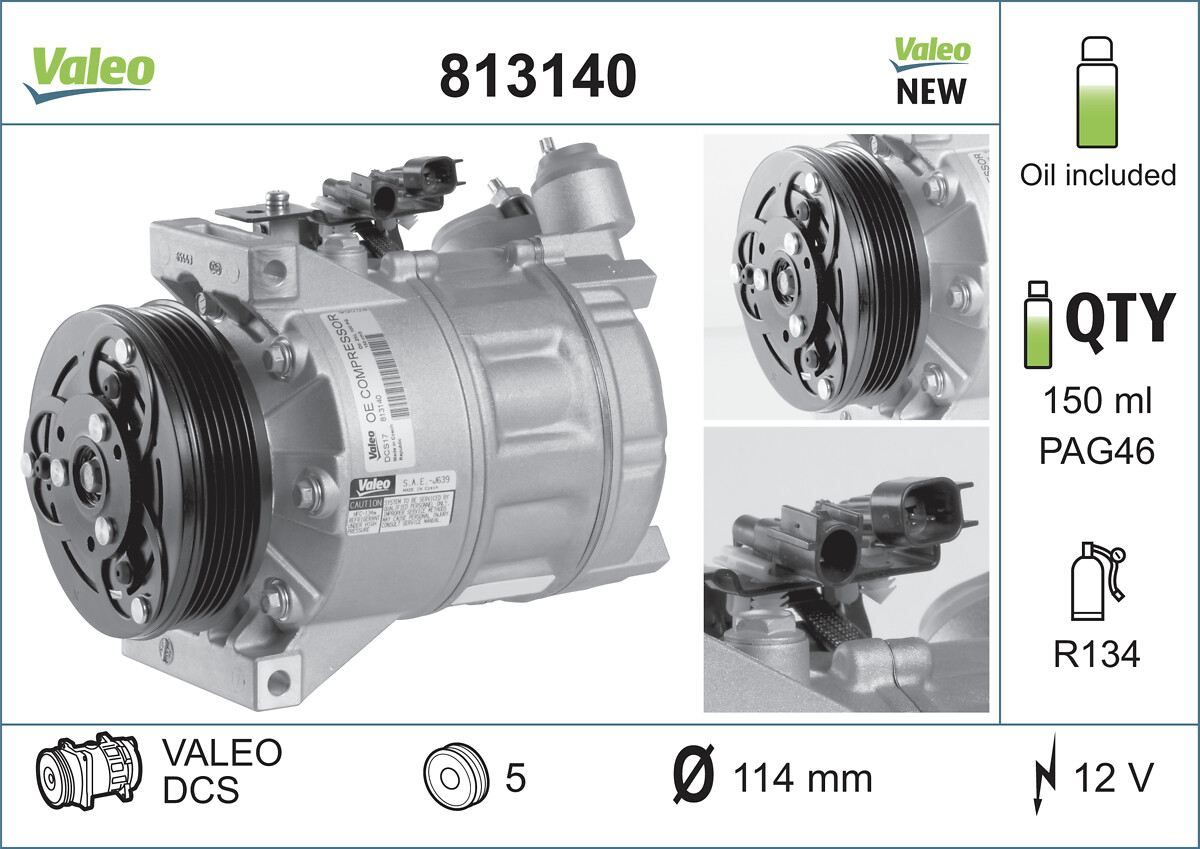 Compressor, air conditioning - 813140 VALEO