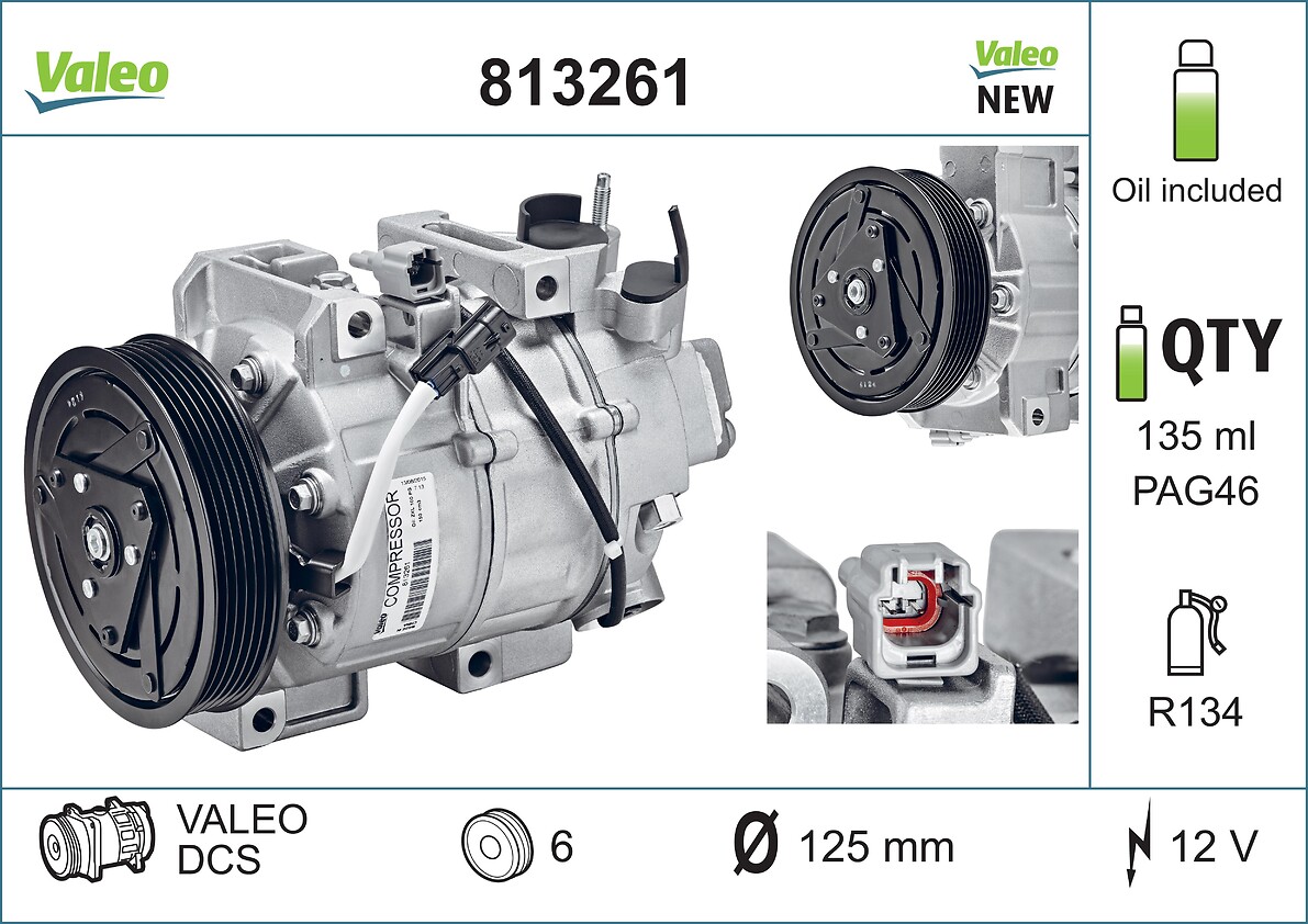 Compressore, Climatizzatore - 813261 VALEO