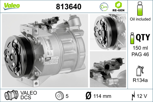 Compressor, air conditioning - 813640 VALEO