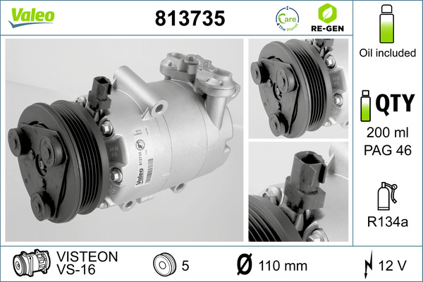 Compressor, air conditioning - 813735 VALEO