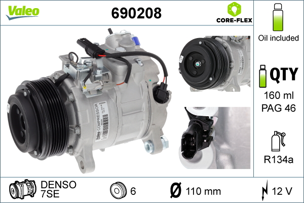 Compressore, Climatizzatore - 690208 VALEO