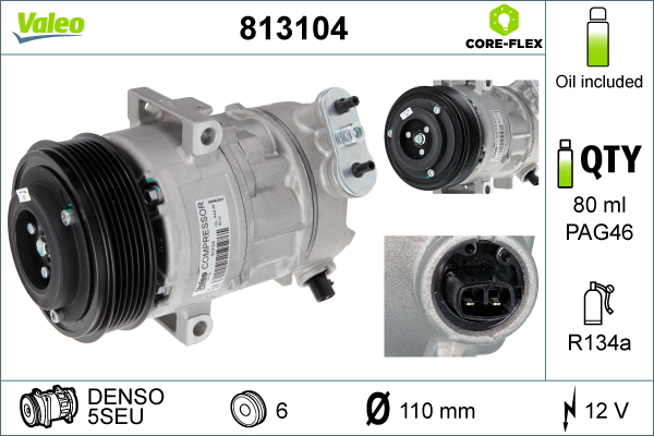 Compressor, air conditioning - 813104 VALEO