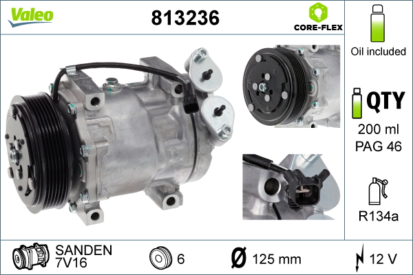 Compressor, air conditioning - 813236 VALEO