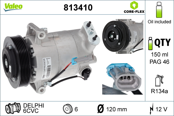Compressor, air conditioning - 813410 VALEO