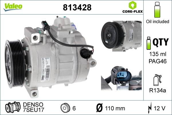 Compressor, air conditioning - 813428 VALEO