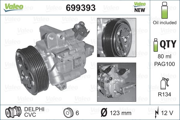 Compressor, air conditioning - 699393 VALEO