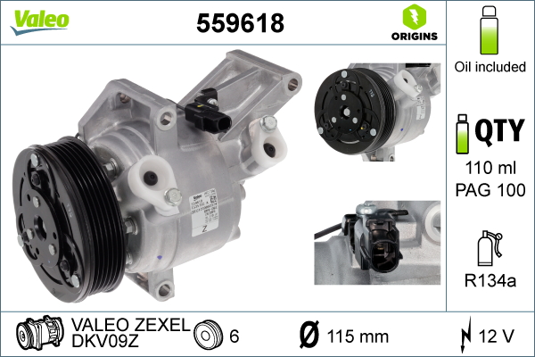 Compressore, Climatizzatore - 559618 VALEO
