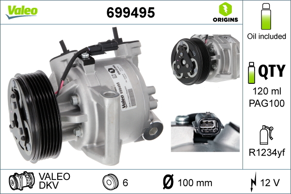 Compressor, air conditioning - 699495 VALEO